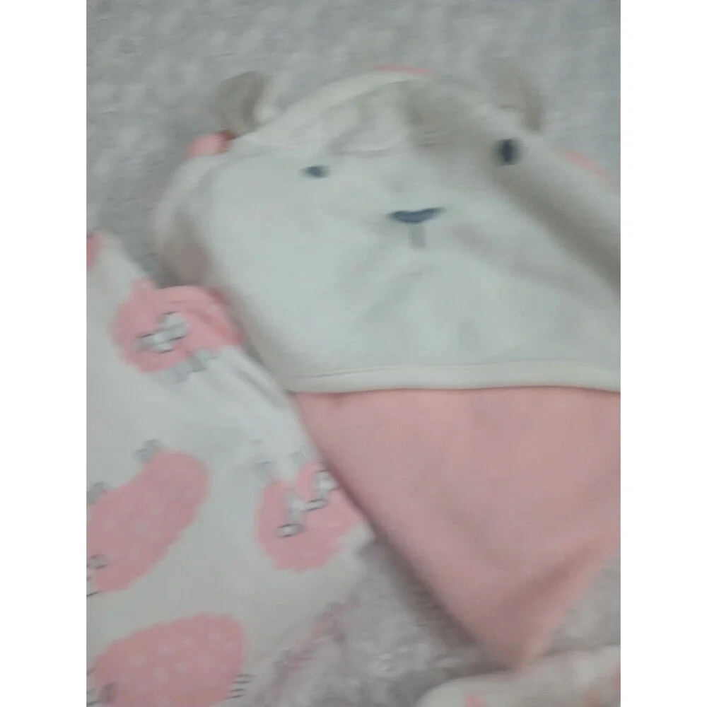 Lote 5 Pcs baby girl Pink hooded bath towels